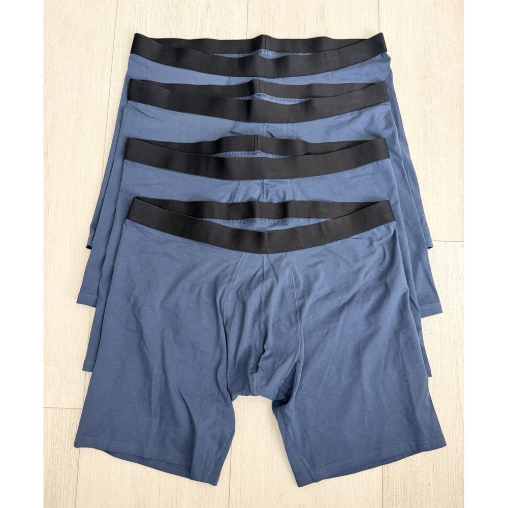 NWOT Pact Boxer Brief Underwear Sz XL Blue Organic Cotton 4 Pack